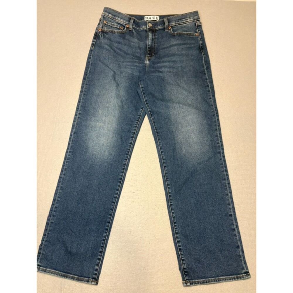 Daze Hug Womens 32 Jeans Medium Wash Hi Rise Stretch 5 Pocket Rivets Mint